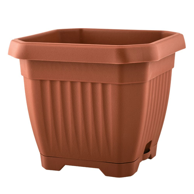 Doniczka z podstawką OCTAGON 30x30cm terakota